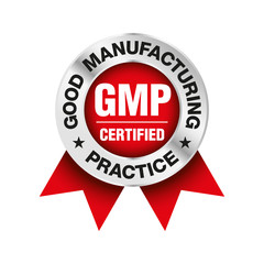 GMP (Good Manufacturing Practice) certified round stamp on white background - Vector
