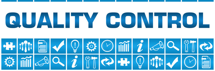 Quality Control Blue Box Grid Business Symbols 