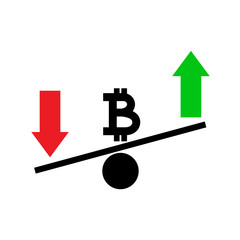Seesaw. Bitcoin exchange rate fluctuation concept