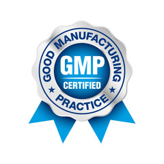 GMP (Good Manufacturing Practice) certified round stamp on white background - Vector