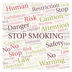 Stop Smoking word cloud. Wordcloud made with text only.