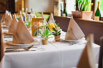 decorated table in the castle on an evet