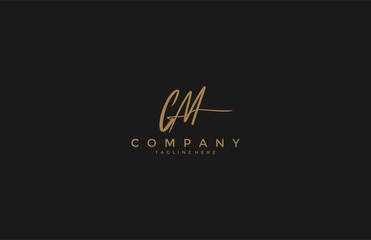 Calligraphy Signature Initial Letter CM Logotype