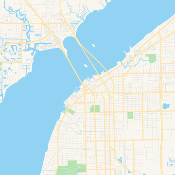 Empty vector map of Fort Myers, Florida, USA