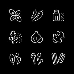 Set line icons of seasoning