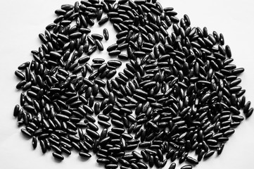  Black beans on white background