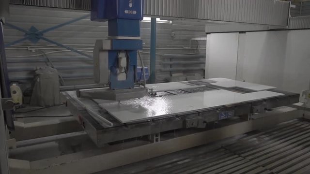 cutting out quartz stone on a professional machine