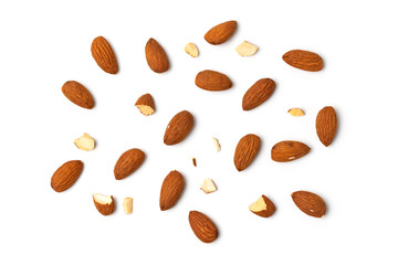 Almonds isolated on white background