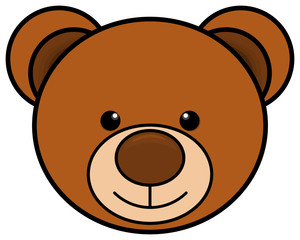 Teddy bear head icon. Cute toy clipart. Vector illustration.