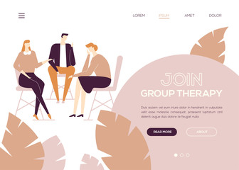 Join group therapy - colorful flat design style web banner