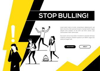 Stop bullying - flat design style web banner