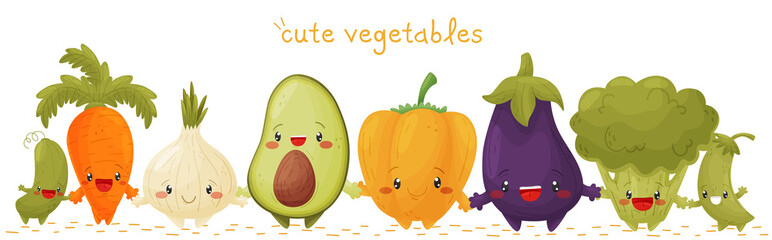 Border of cute vegetables