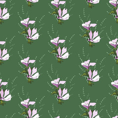 Simple background with floral pattern. Green texture, ornament to decorate fabrics, tiles and paper and wallpaper on the wall.