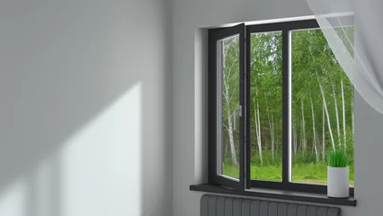Foto op Plexiglas Black plastic window in the room © denisik11
