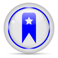 Bookmark icon. White glossy round vector icon in eps 10. Editable modern design internet button on white background.