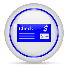 Check icon. White glossy round vector icon in eps 10. Editable modern design internet button on white background.