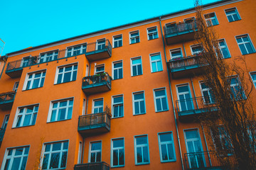 orange apartment house in germany