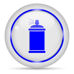 Spray can icon. White glossy round vector icon in eps 10. Editable modern design internet button on white background.