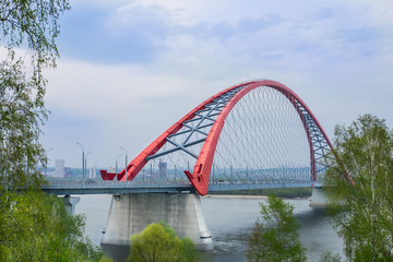 Novosibirsk, Russia, May 11, 2019: Bugrinsky Bridge over the River Ob