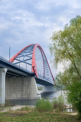 Fototapeta premium Novosibirsk, Russia, May 11, 2019: Bugrinsky Bridge over the River Ob