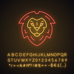 Lion head symbol neon light icon