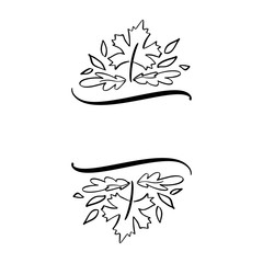 Autumn vector illustration leaves border frame with space text background. Black brush doodle sketch with gourds for thanksgiving day holiday