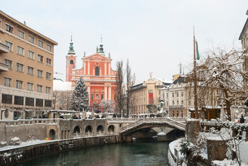 Ljubljana in winter, Slovenia