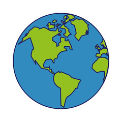 Earth world cartoon isolated symbol blue lines