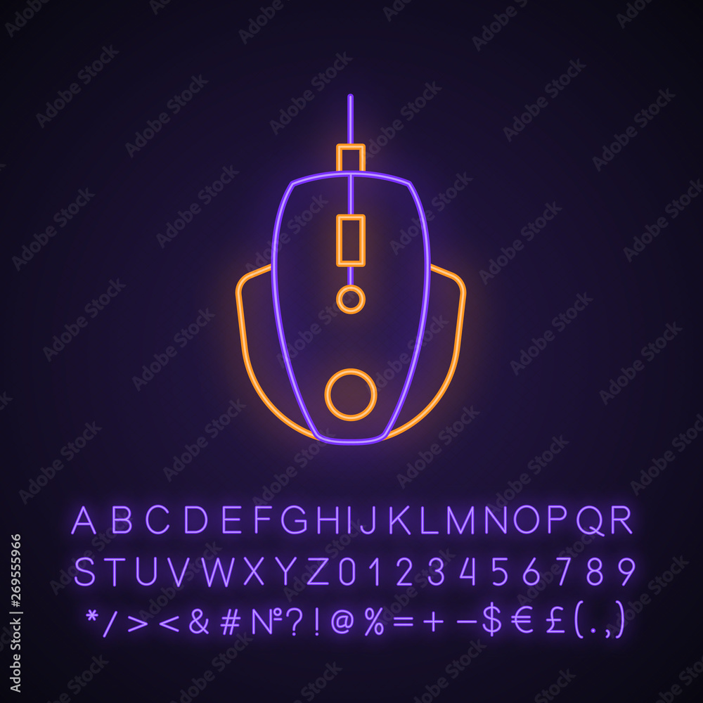 Sticker Gaming mouse neon light icon