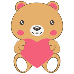 cute smiling bear with heart