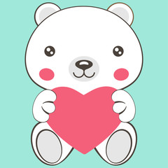 Fototapeta premium cute smiling white bear with heart