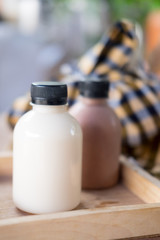 Bottles of fresh milk for breakfast