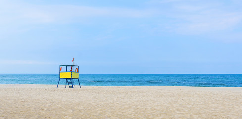 lifeguard tower at the beach.  background for summer postcard from vacation