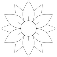 Blossom outline icon. Vector coloring book page.