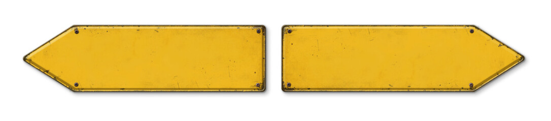 Empty vintage direction signs on a white background