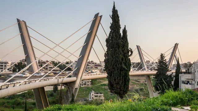Time lapse video of car traffic on Wadi Abdoun Bridge in Amman, Jordan
