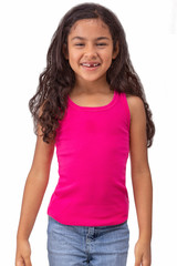 Obraz premium The happy young school girl smiles with a missing tooth. She shows off her confidence with a smile and long beautiful hair.