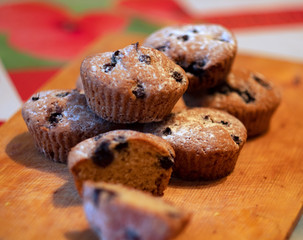 Homemade muffins. Cake with raisin.