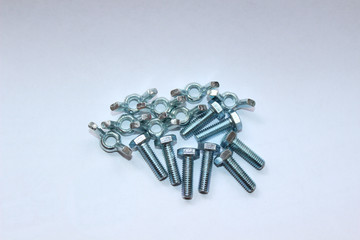 Bolt and nut on white background