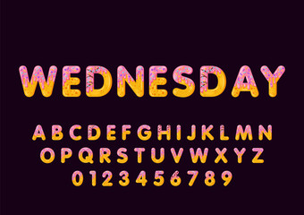 Obraz premium Donut cartoon wednesday biscuit bold font style