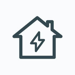 Home electrification linear icon, house lightning isolated vector icon