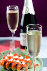 glasses of white sparkling wine champagne lot of close-ups