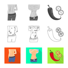 Vector illustration of medical and pain  symbol. Collection of medical and disease vector icon for stock.