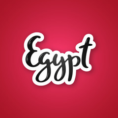 Egypt - hand drawn lettering name of country. Sticker with lettering in paper cut style. Vector illustration.