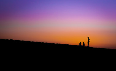 Fine art of chilling people in colorful background