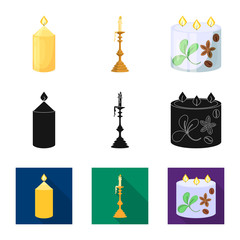 Isolated object of relaxation and flame icon. Collection of relaxation and wax vector icon for stock.