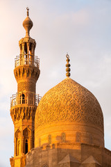 The Aqsunqur mosque in Cairo Egypt at sunset