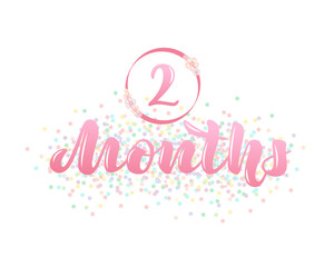Vector illustration with a baby age markers 2 months.