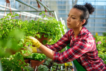 Black woman working in a botanical garden