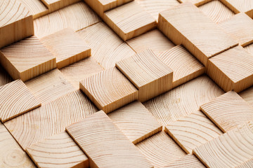 Background made of wooden cubes